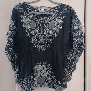 Black embroidered large top